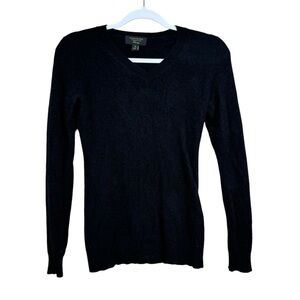 100% Cashmere Charter Club Luxury Women's XS Black Sweater Pullover V-Neck